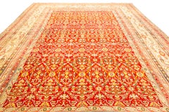Antique Indian Agra Rug Red Field