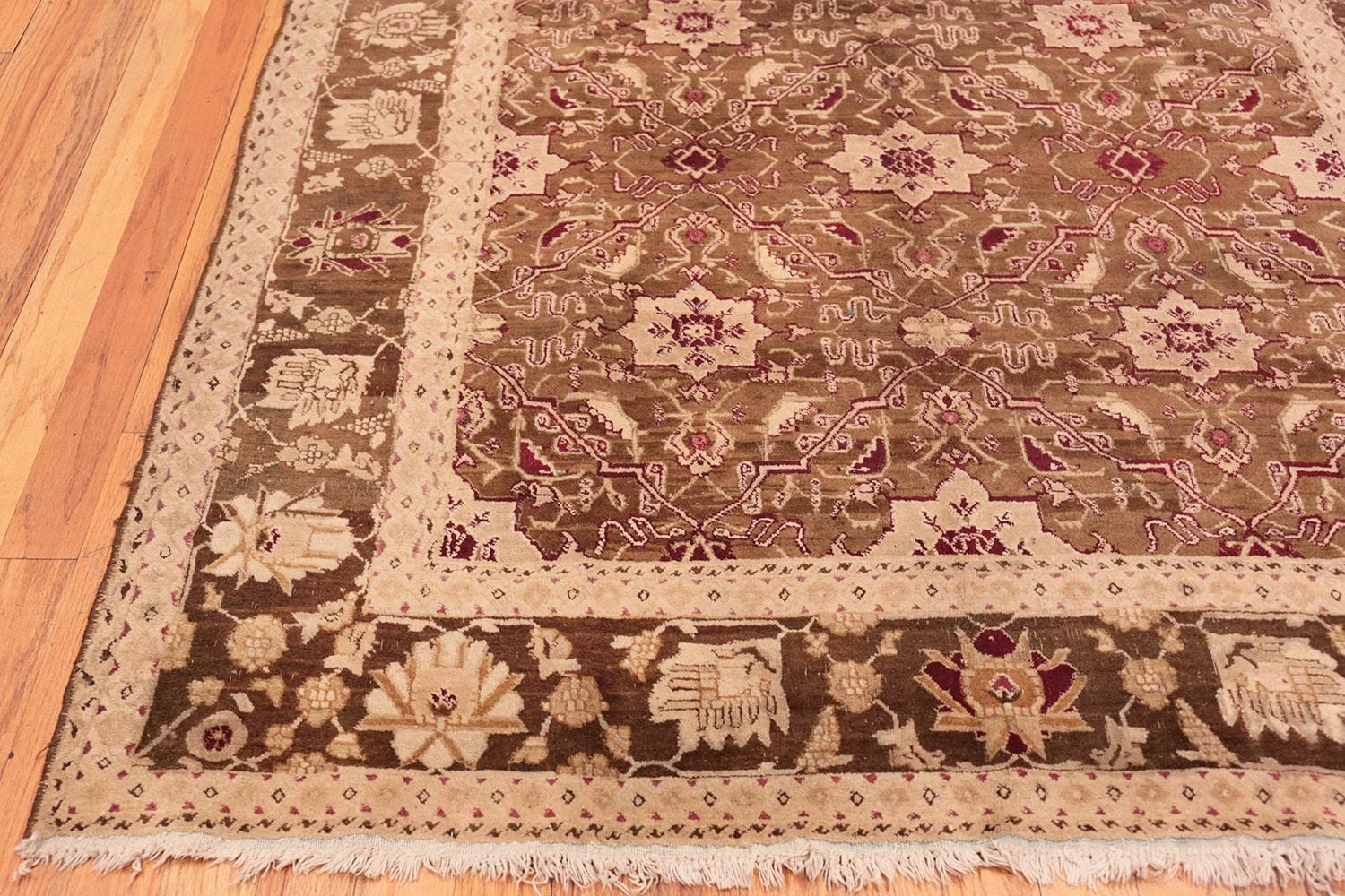 Hand-Knotted Antique Indian Agra Rug. Size: 5 ft 9 in x 8 ft 5 in  For Sale