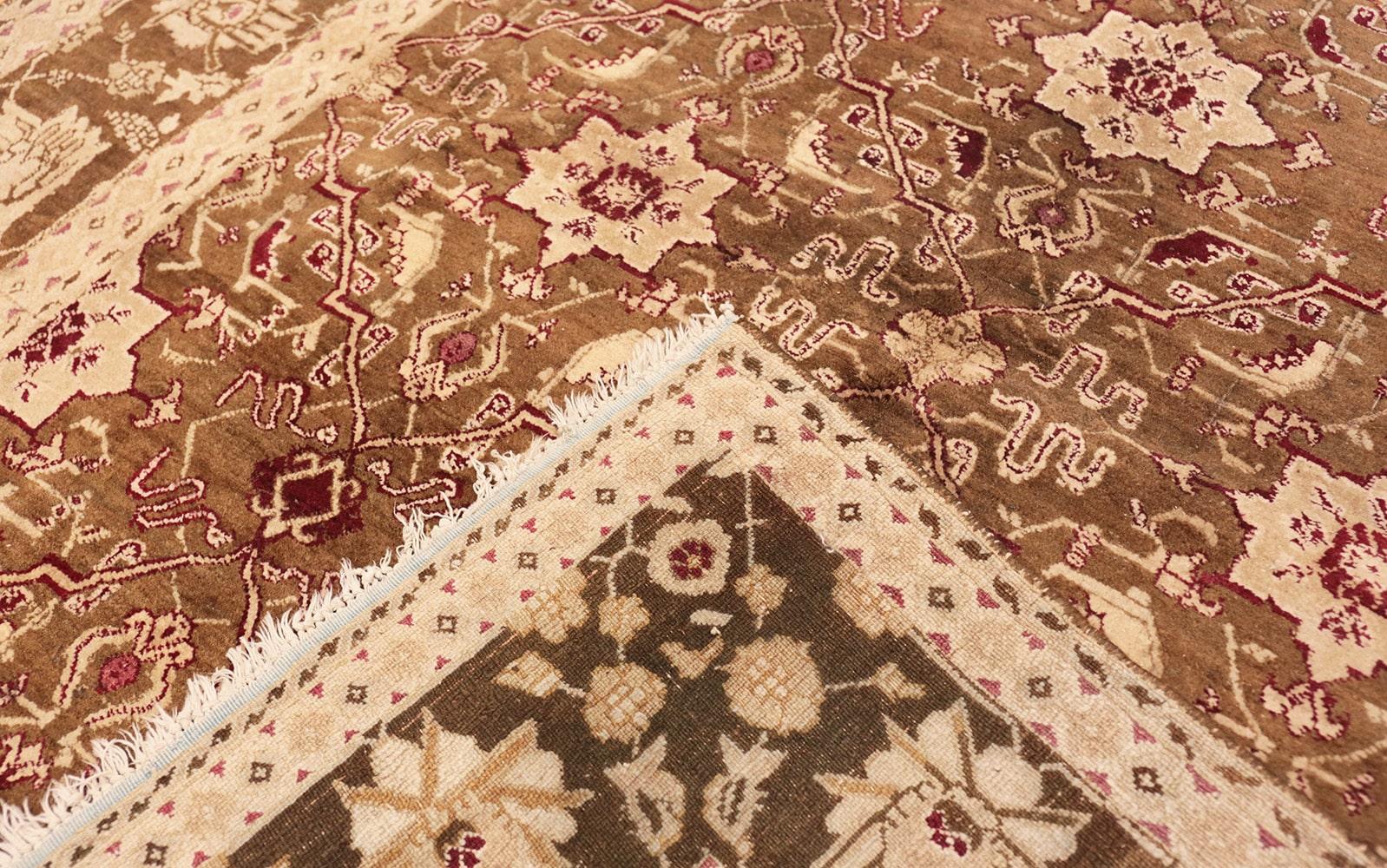 Wool Antique Indian Agra Rug. Size: 5 ft 9 in x 8 ft 5 in  For Sale