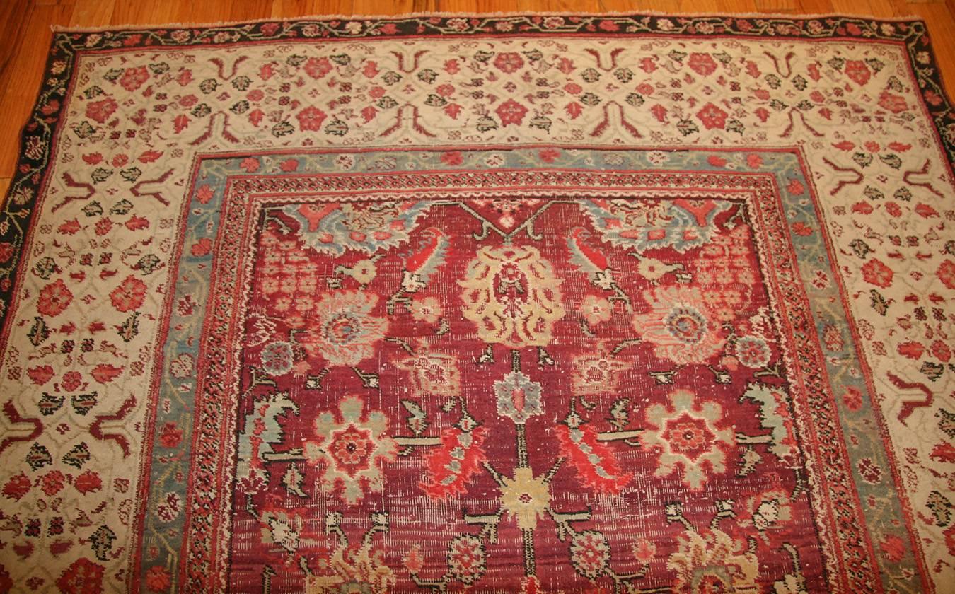 Antique Indian Agra Rug. Size: 6 ft x 8 ft 9 in In Good Condition For Sale In New York, NY