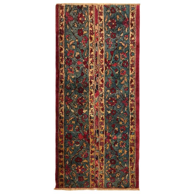 Antique Indian Agra Rug, Small Runner Size, Symmetrical Bands of Color ...