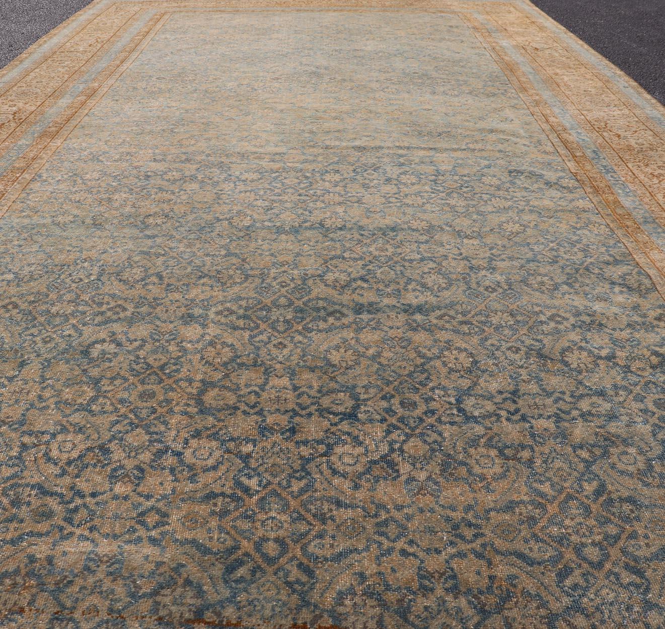 Antico tappeto indiano Agra con intricati disegni floreali in blu 6'9 x 14'0 in vendita 6