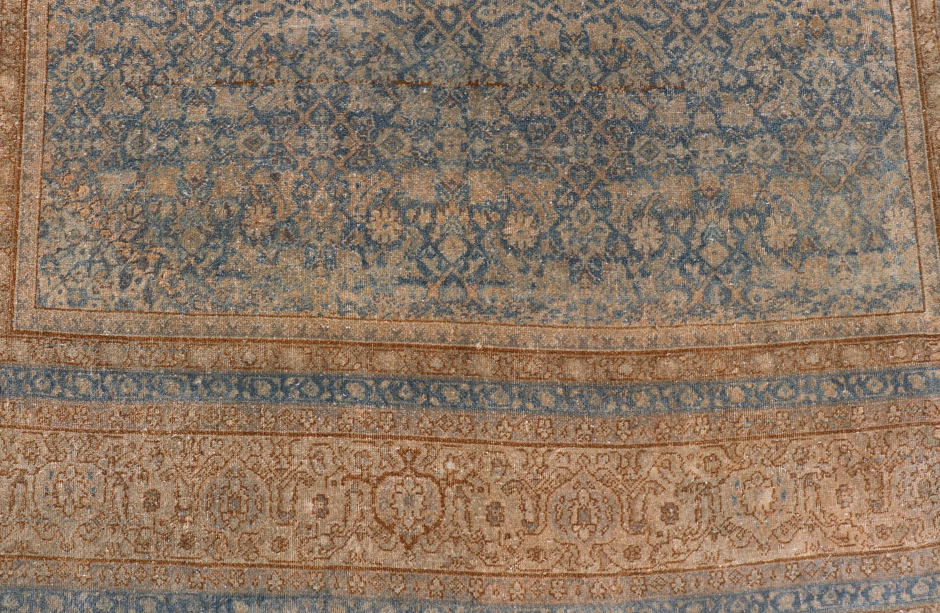 Antico tappeto indiano Agra con intricati disegni floreali in blu 6'9 x 14'0 in vendita 7