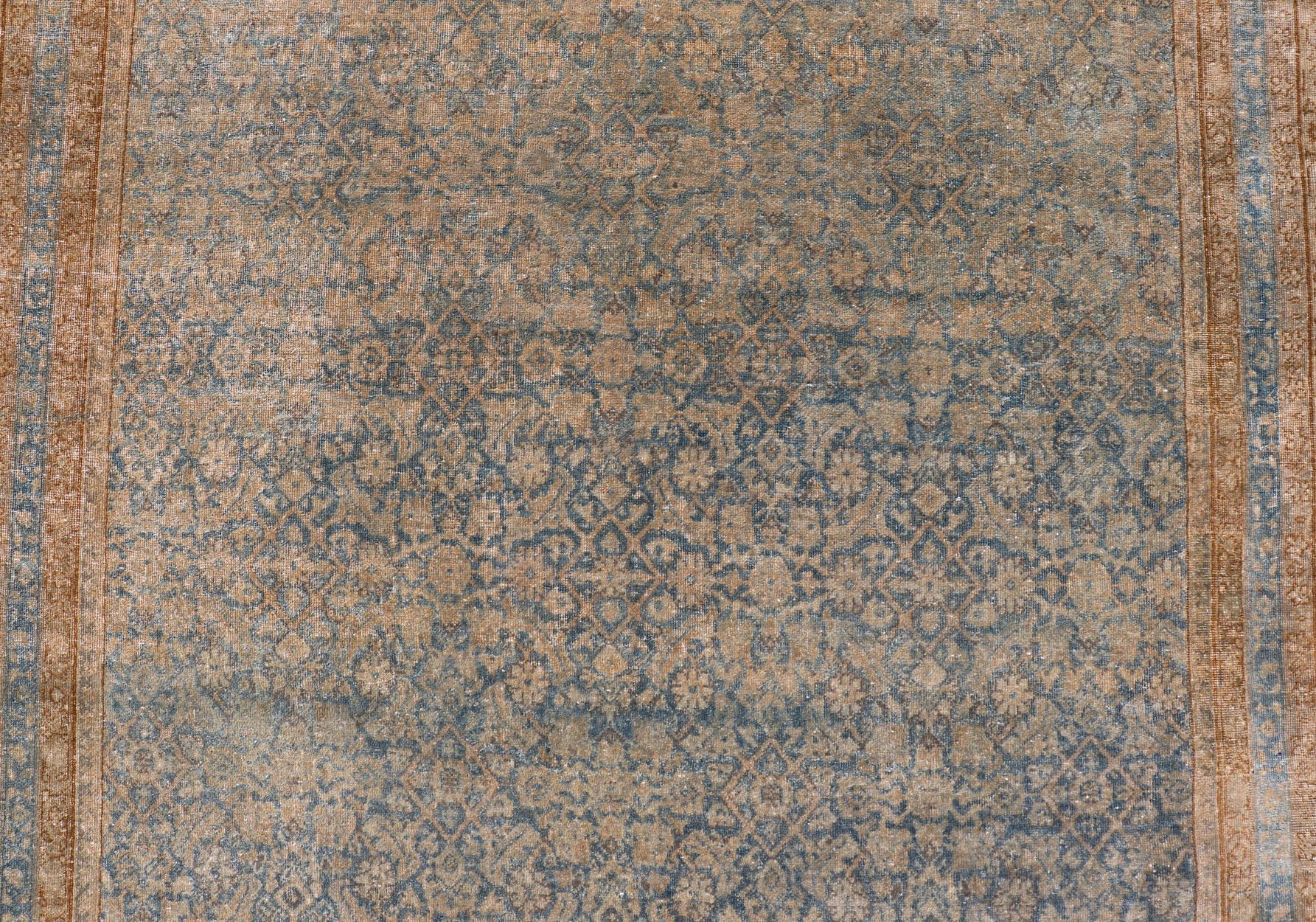 Antico tappeto indiano Agra con intricati disegni floreali in blu 6'9 x 14'0 in vendita 9