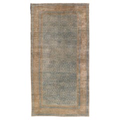 Antike indische Agra Teppich mit komplizierten Allover Floral Design In Blue 6'9 x 14'0