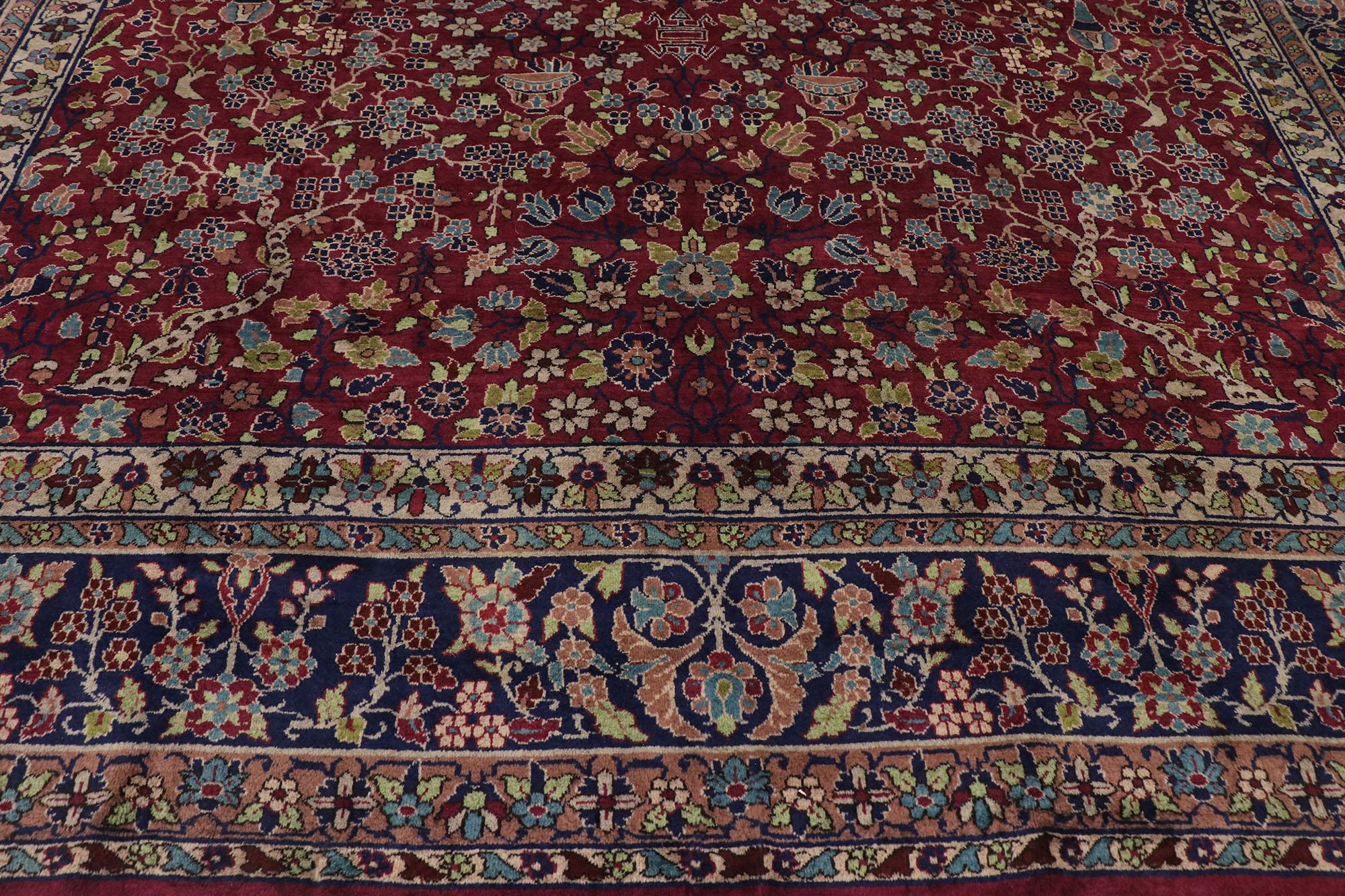 Antiker indischer Agra-Teppich im viktorianischen Renaissance-Stil im Zustand „Gut“ im Angebot in Dallas, TX