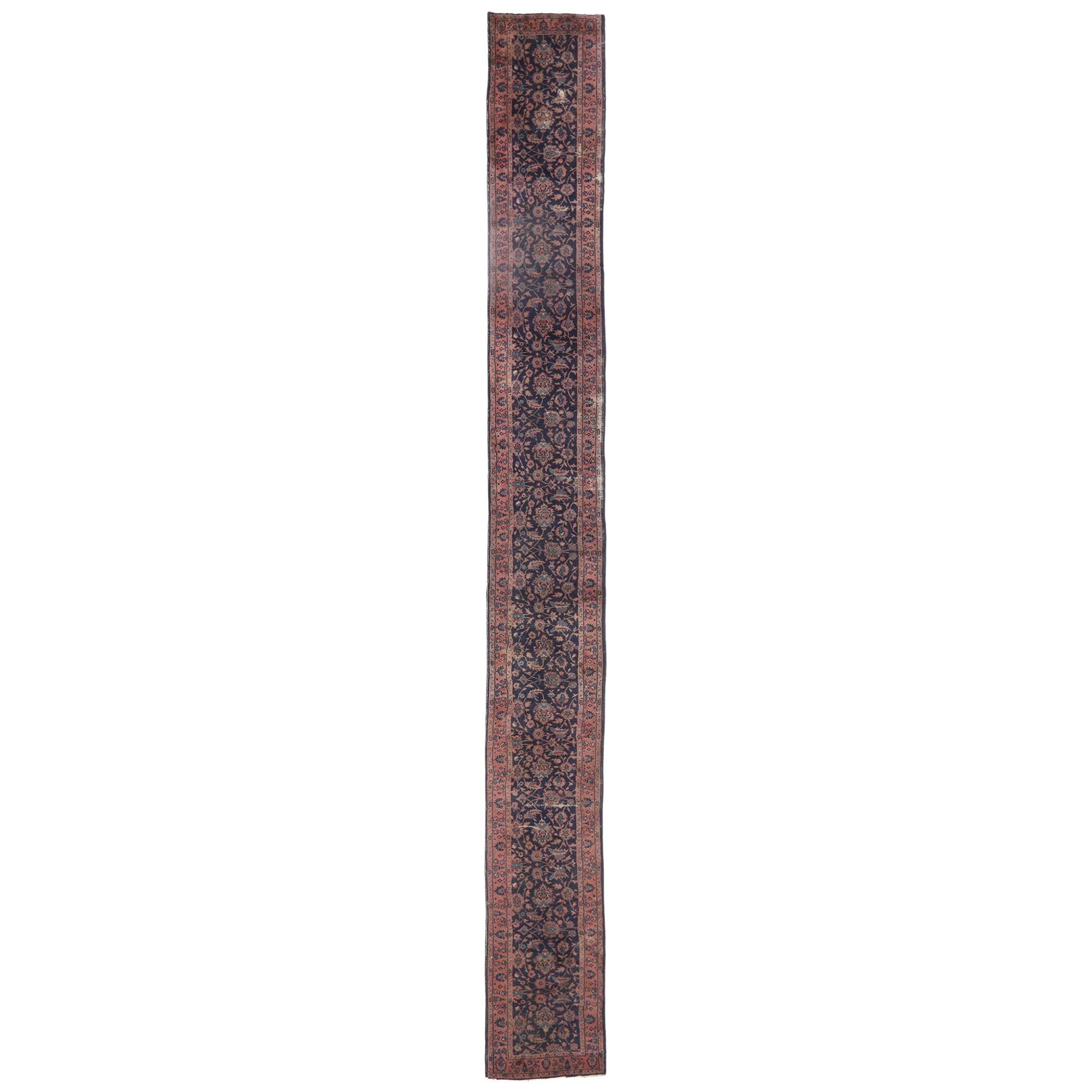 Antique Indian Agra Runner with Victorian Style, Extra-Long Hallway ...