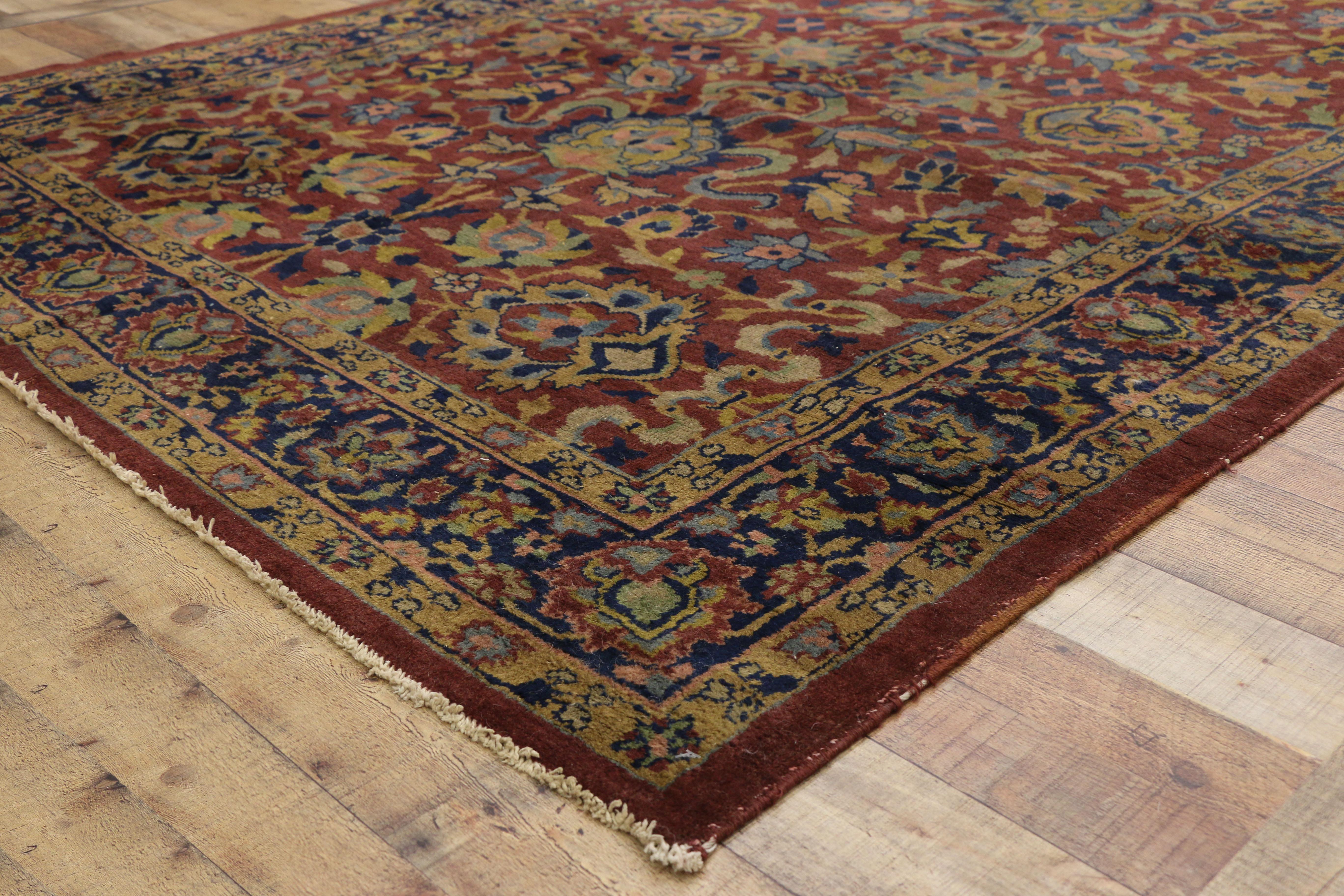 20th Century Antique Indian Agra William Morris Inspired Gallery Rug with Arts & Crafts Style For Sale