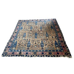 Antique Indian Agra Wool Rug, Millefleurs & Birds, c. 1880s — 6' × 6' -1B1000