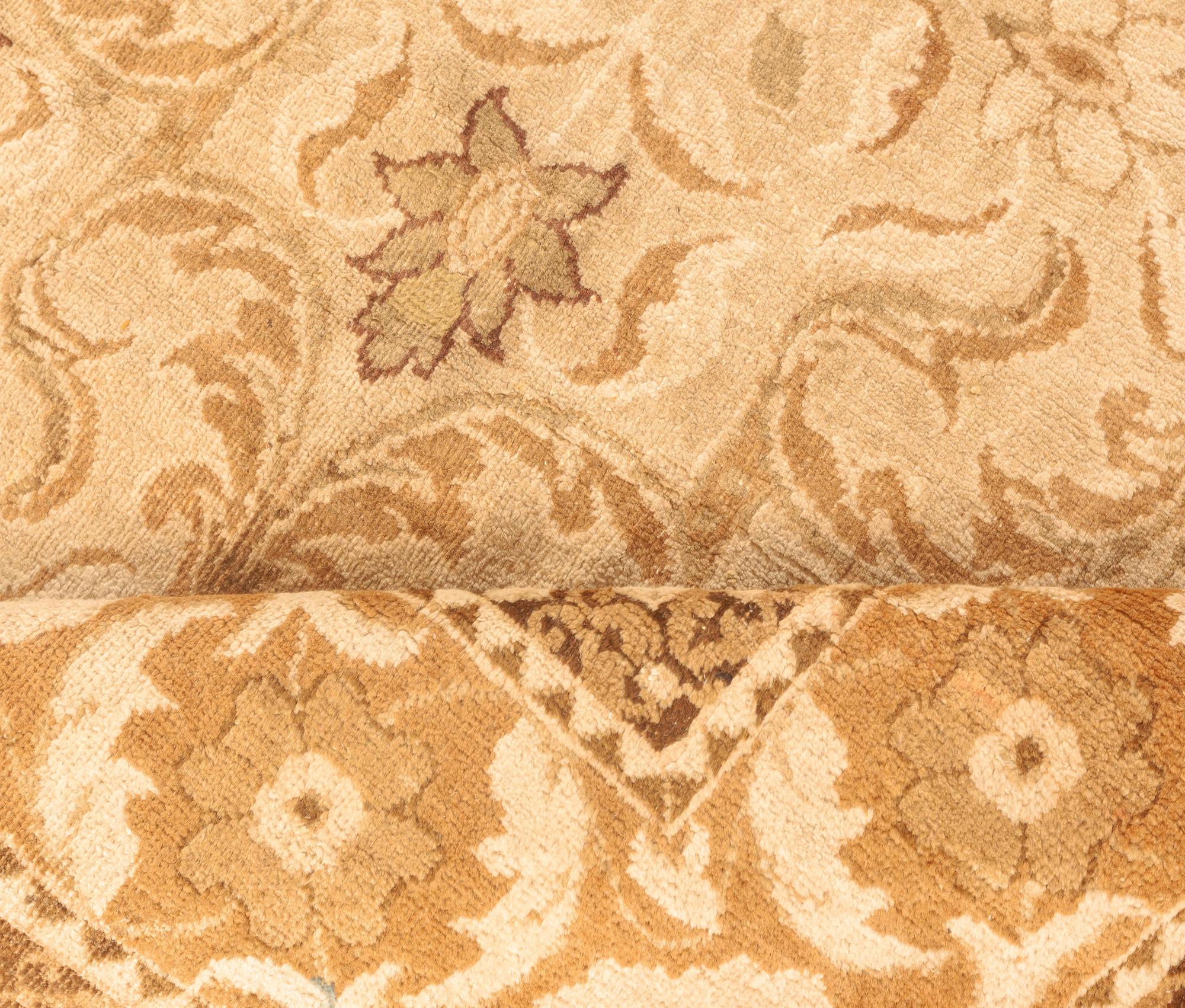 Hand-Knotted Doris Leslie Blau Antique Indian Amritsar Botanic Handmade Wool Rug For Sale
