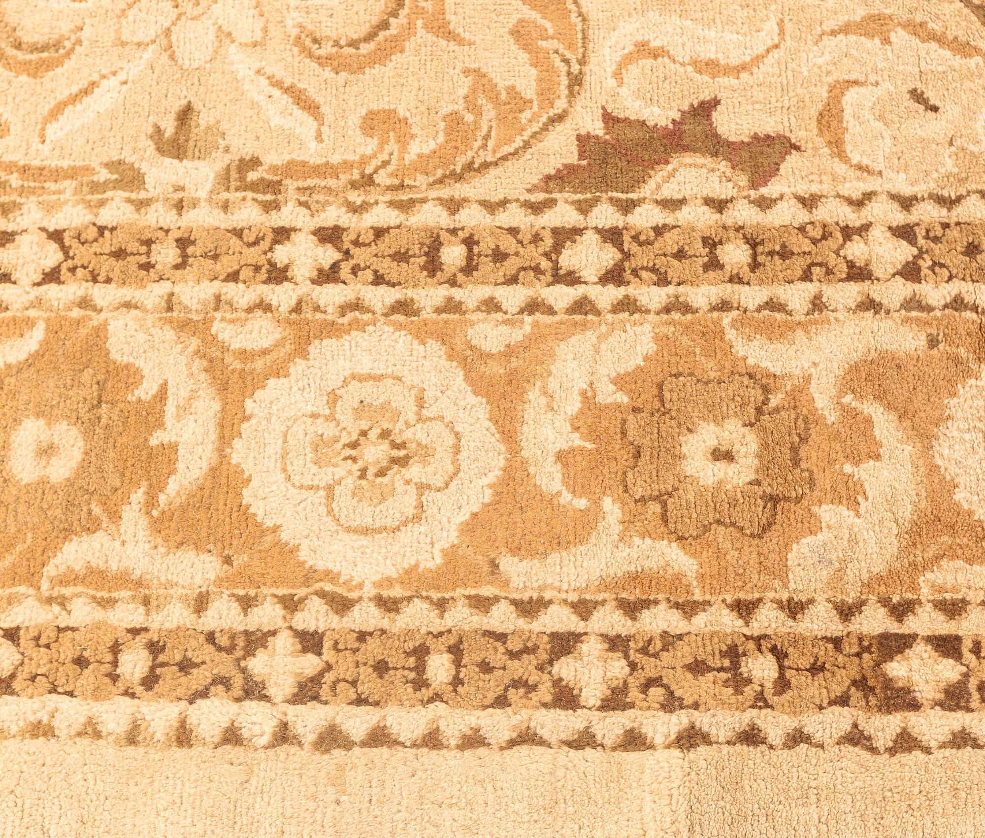 Antique Indian Amritsar Botanic Handmade Wool Rug For Sale 2