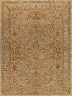 Antique Indian Amritsar Botanic Handmade Wool Rug