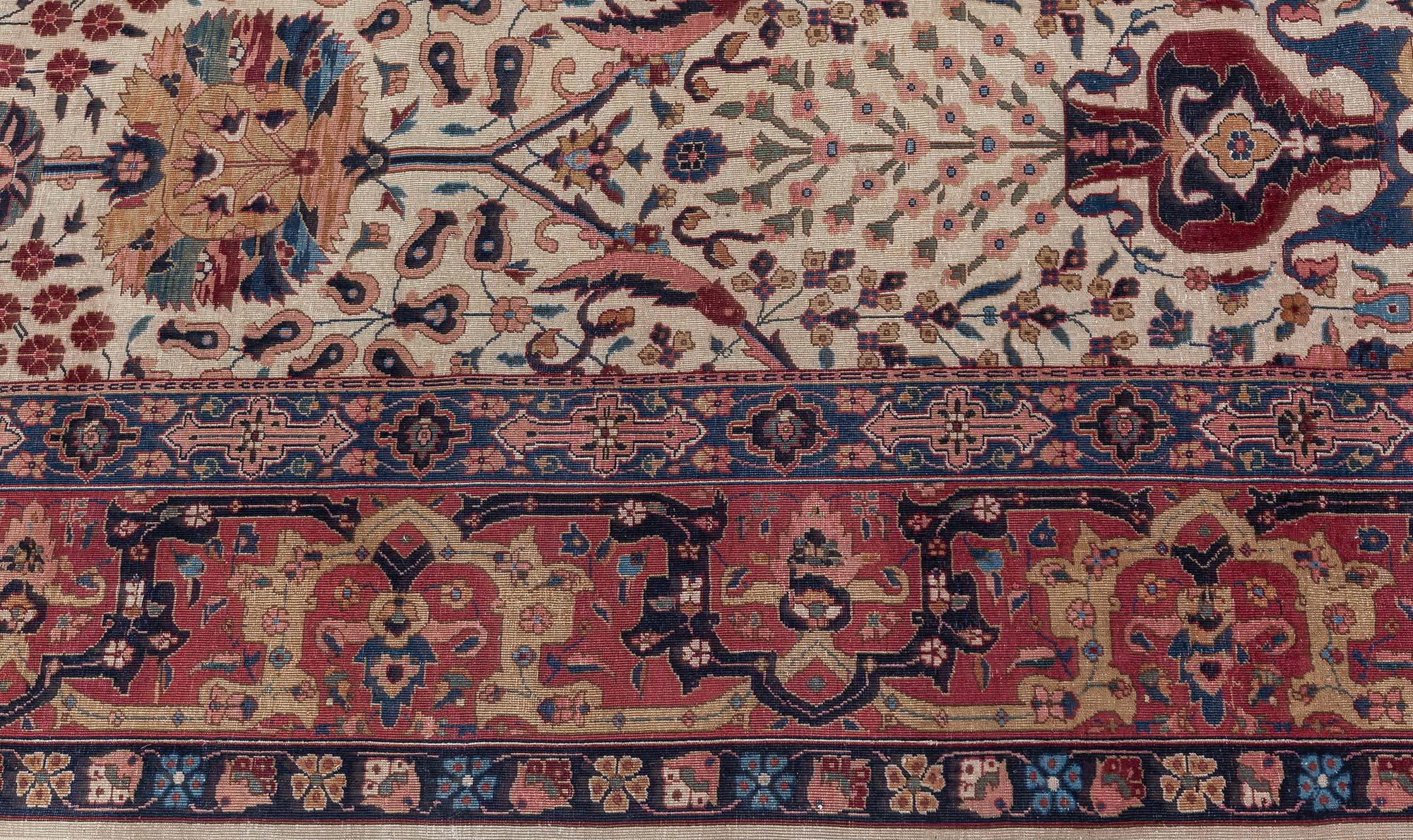 Tapis indien antique Amritsar Botanic fait main en laine Bon état - En vente à New York, NY