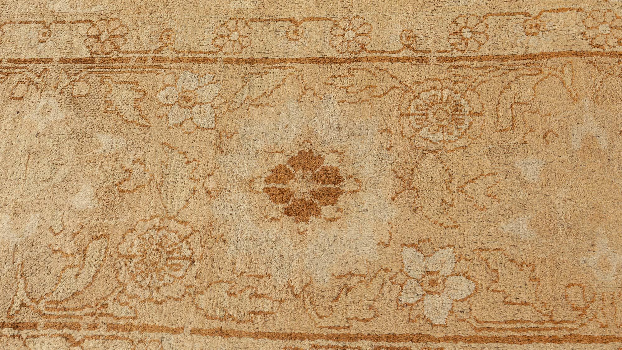 Antique Indian Amritsar Botanic Handmade Wool Rug For Sale 1