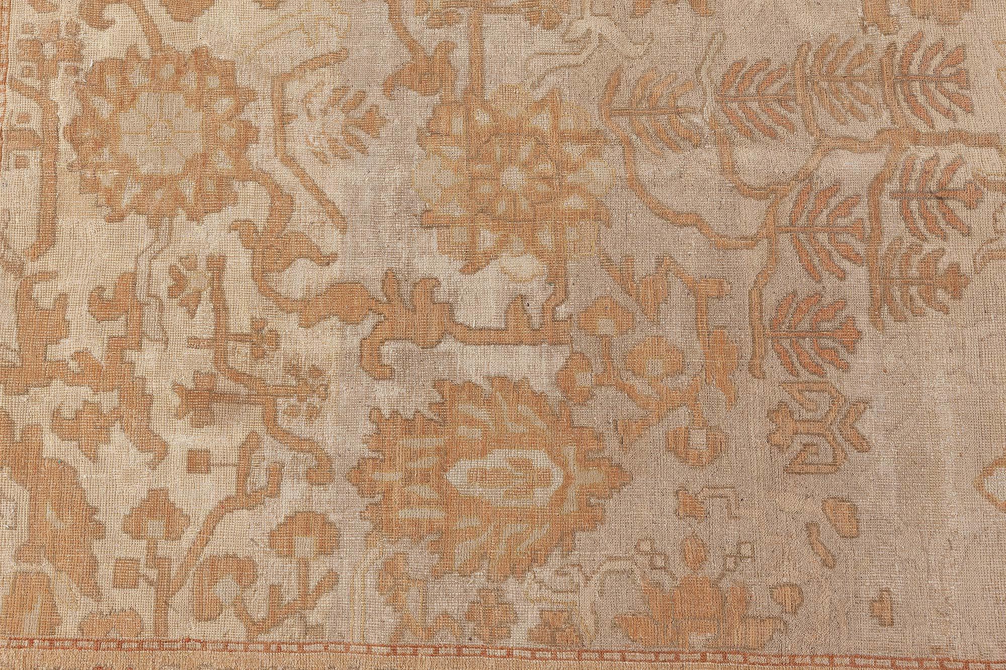 Tapis indien antique Amritsar Botanic fait main en laine
Taille : 11'6