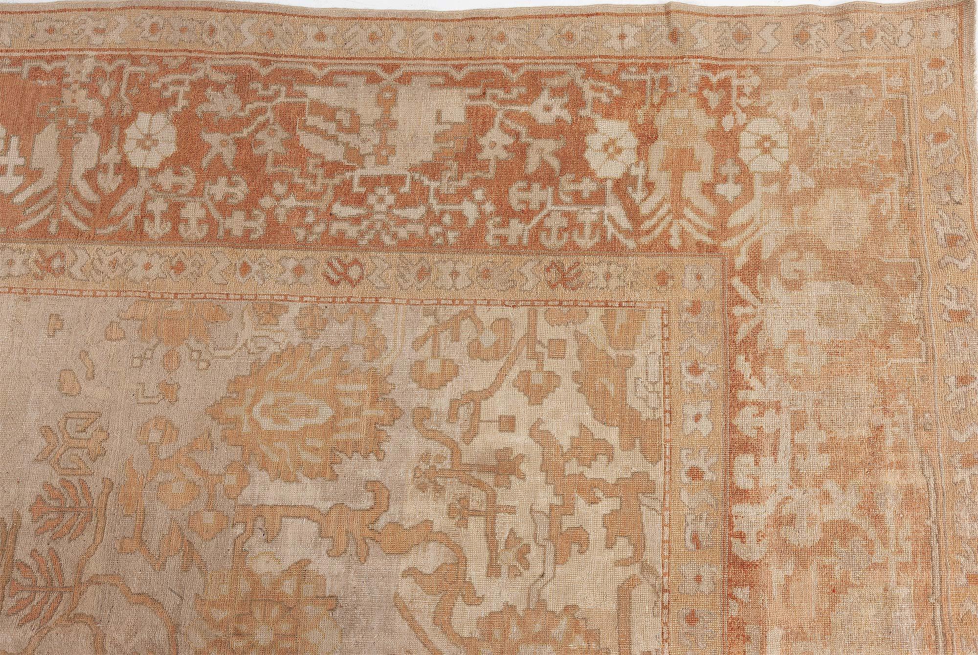 Antiker indischer Amritsar Botanic Handgefertigter Wollteppich (Handgeknüpft) im Angebot