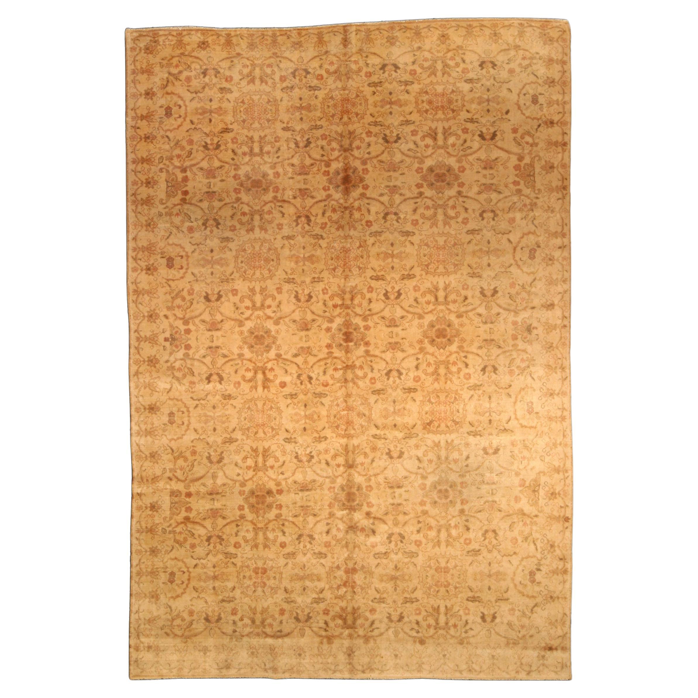 Antique Indian Amritsar Botanic Handmade Wool Rug