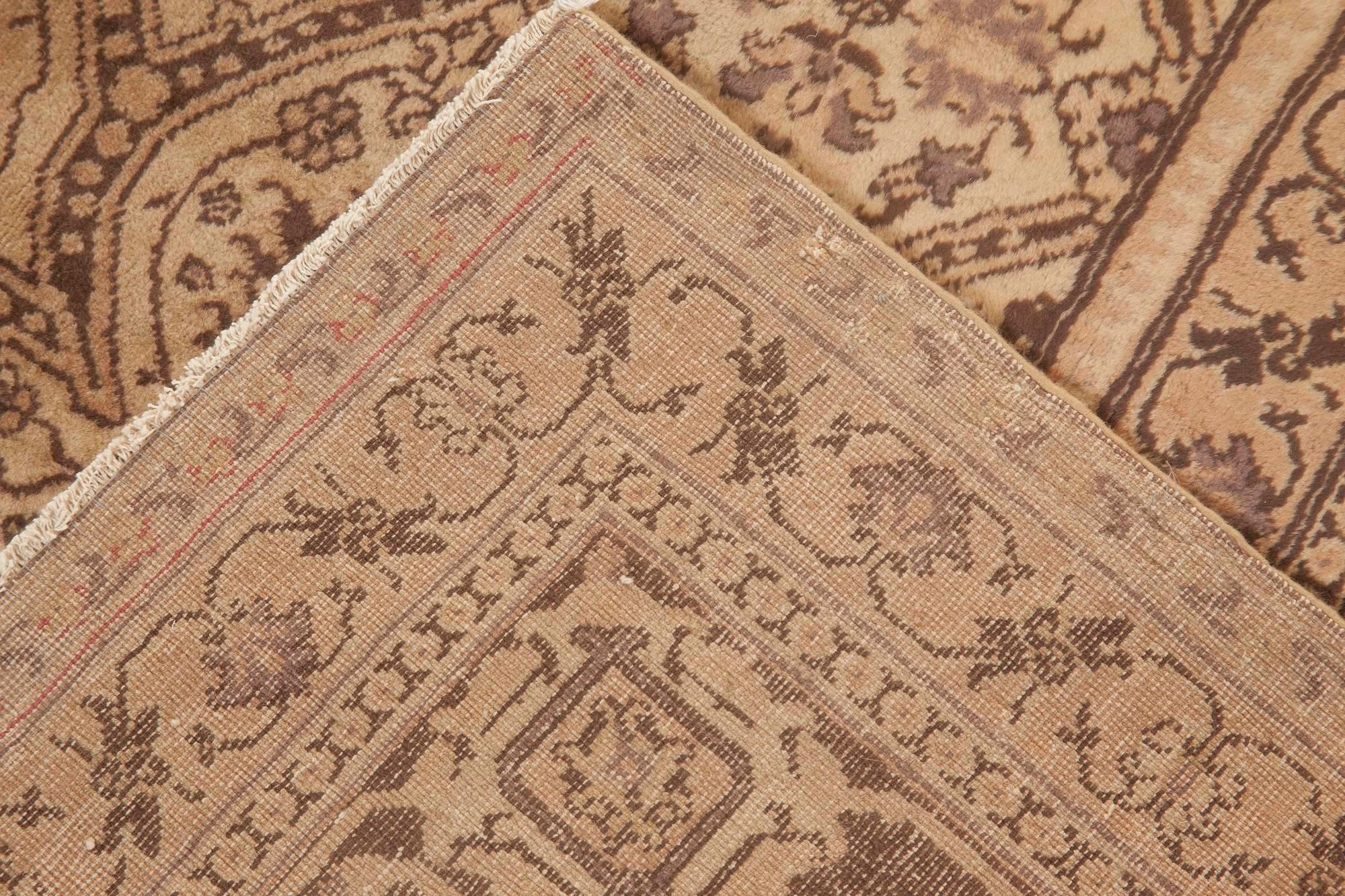 Antique Indian Amritsar Brown Carpet For Sale 2