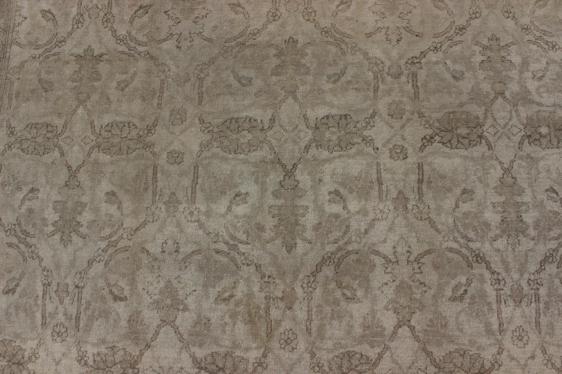 Tappeto antico indiano Amritsar Gallery in avorio, grigio e neutro  7' X12'9