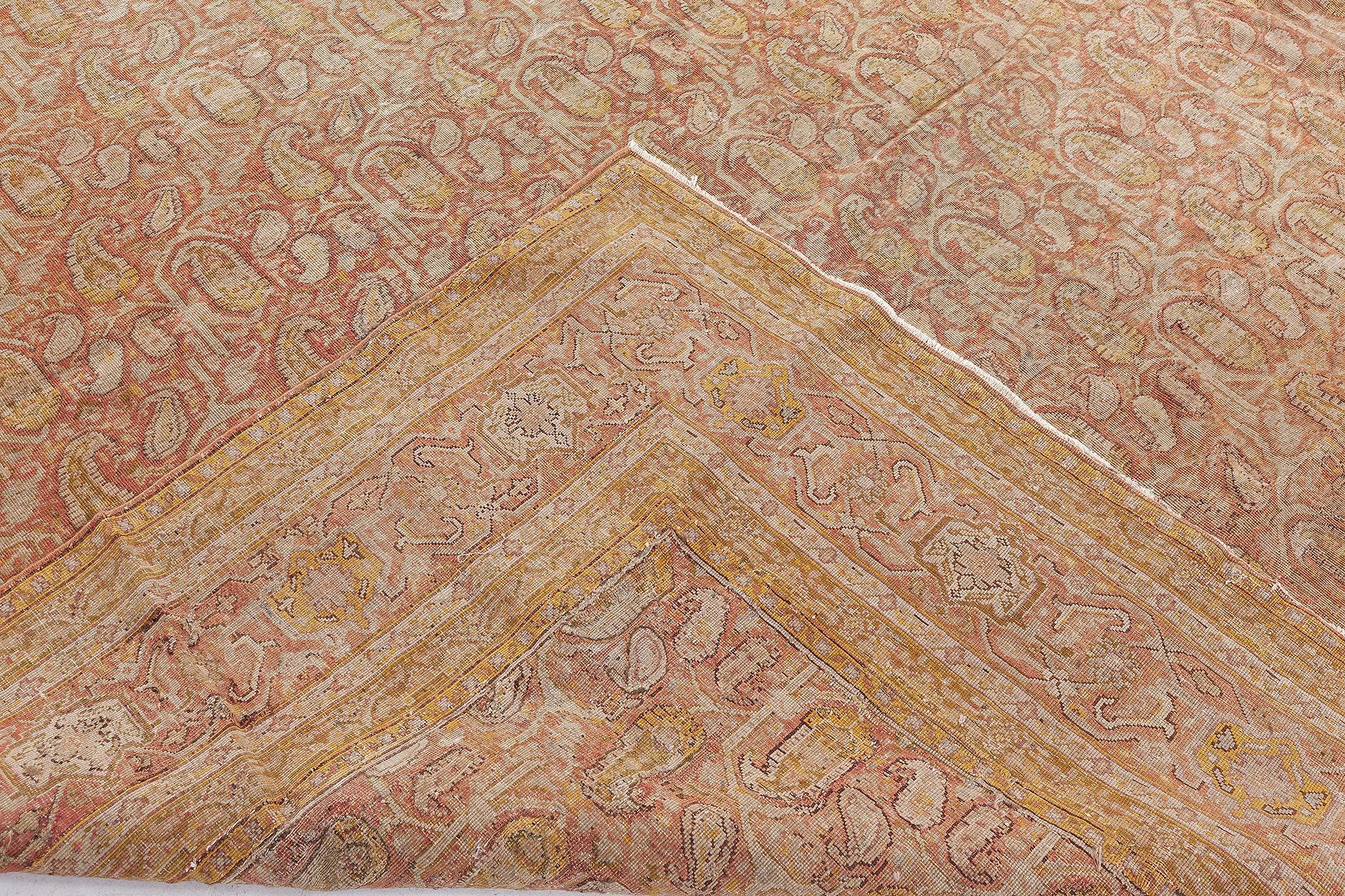 Antique Indian Amritsar Handmade Wool Carpet For Sale 2