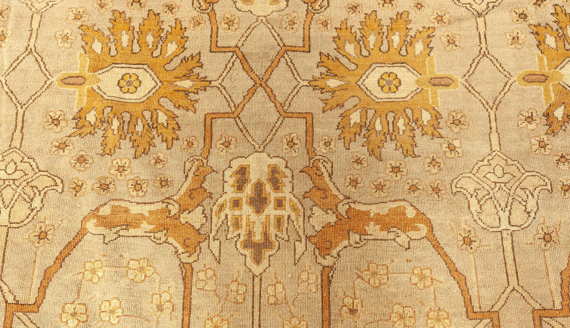 20th Century Doris Leslie Blau Antique Indian Amritsar Handmade Wool Rug For Sale