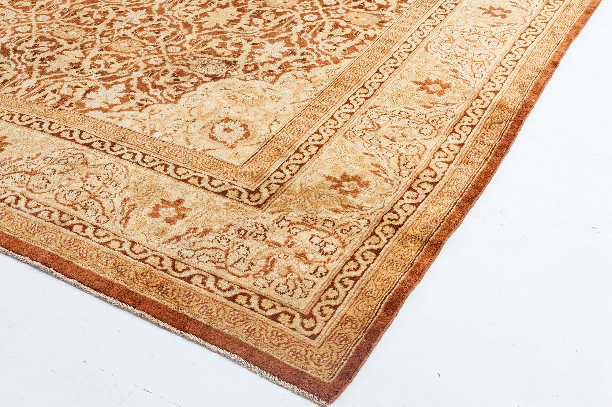 Antique Indian Amritsar Handmade Wool Rug For Sale 1