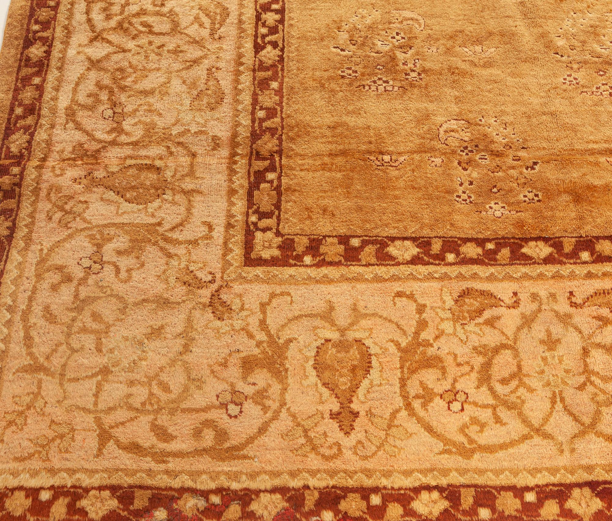 Antique Indian Amritsar Handmade Wool Rug For Sale 3