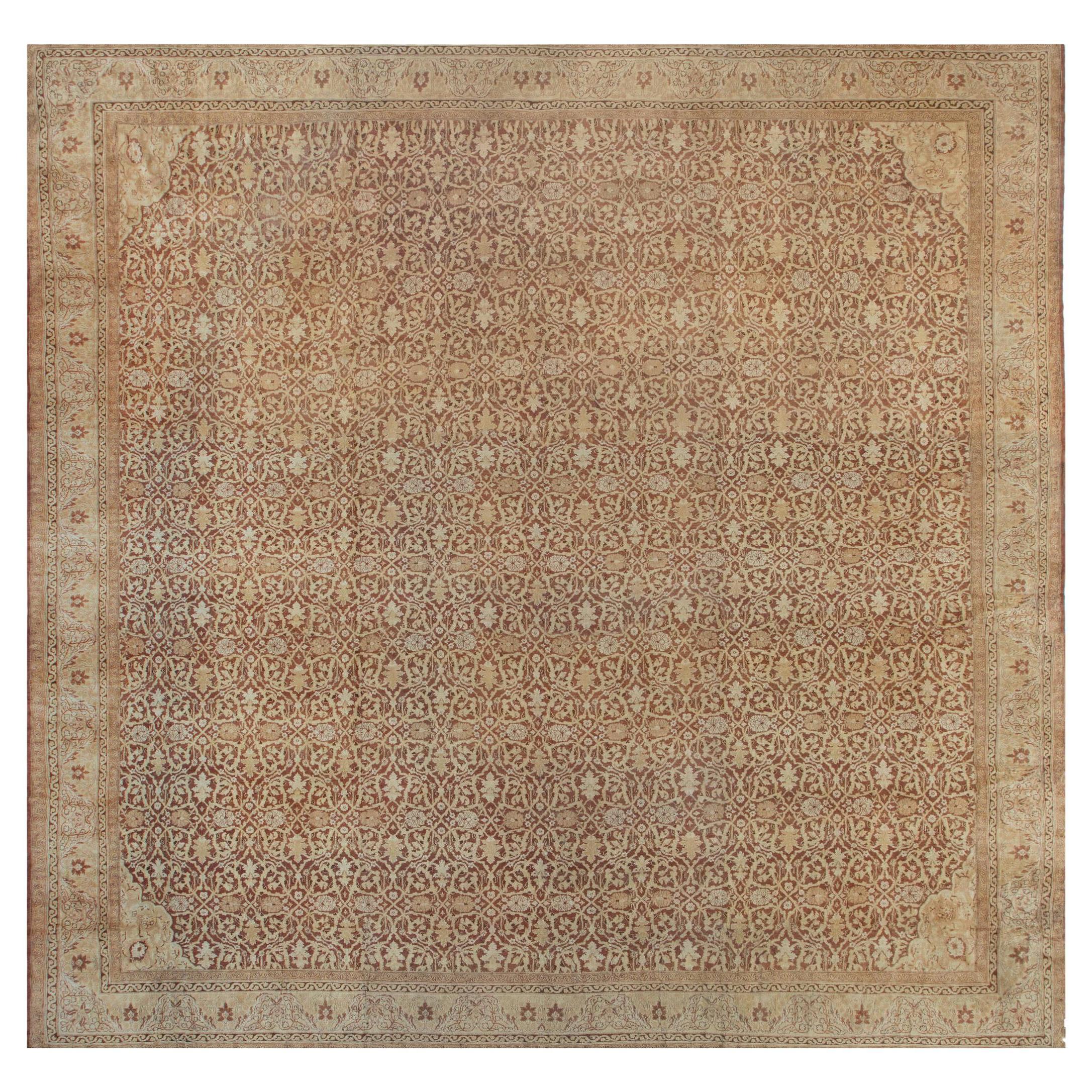 Antique Indian Amritsar Handmade Wool Rug For Sale