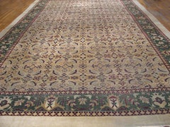 1890s Beige Floral Herati Antique Indian Amritsar Carpet 10'10"x17'10" Wool Rug