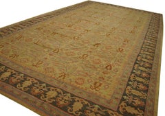1890s Yellow Floral Antique Indian Amritsar Rug 11'9"x19'6" Wool Carpet Knotted