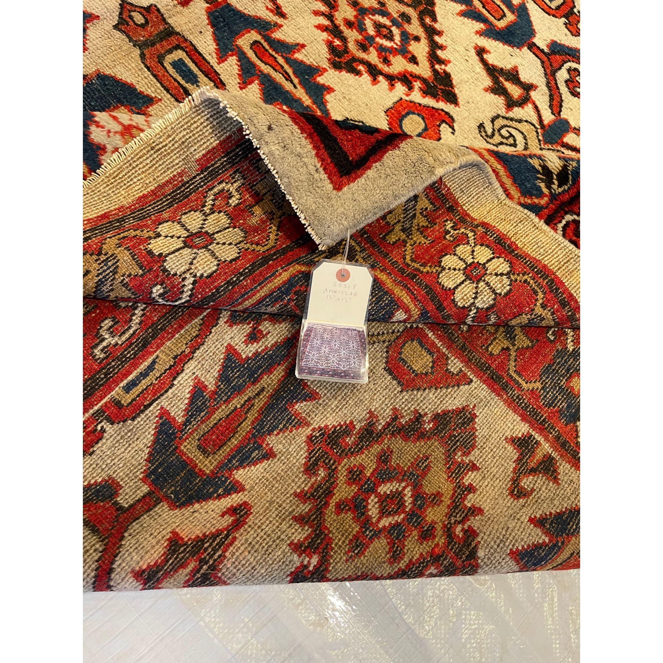Asian Antique Indian Amritsar Rug with Floral Design For Sale