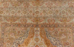 Antique Indian Amritsar Rug with Soft Gold Field and Elegant Floral Design
