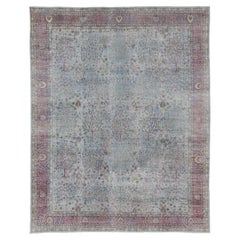 Antique Indian Amritsar Rug with Tree and Floral Motifs in L.Blue Field and Pink