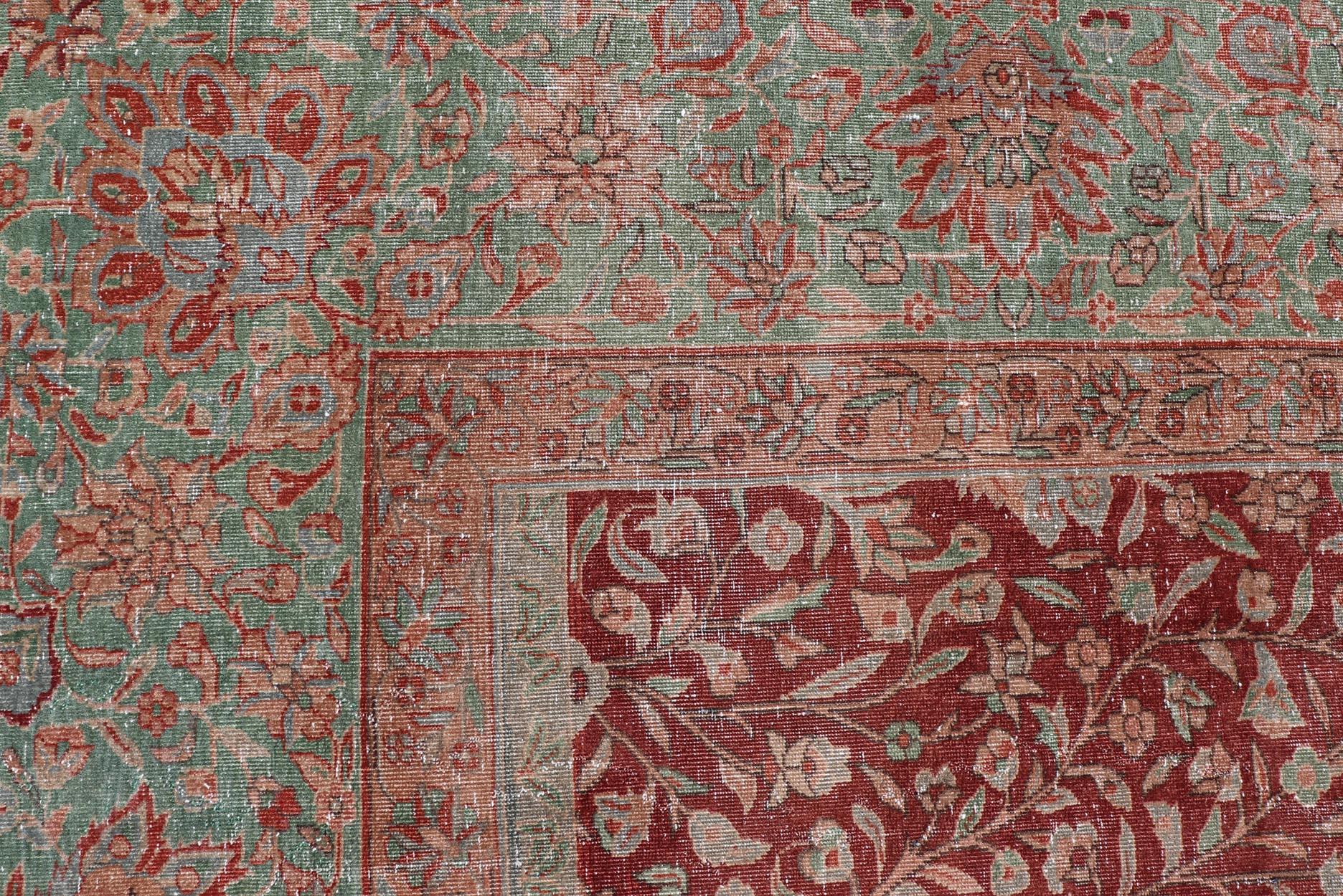 Ancien tapis indien Amritsar avec design d'arbre de vie dans les tons rouges 9'10 x 14'7 en vente 6