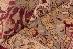 Antique Indian Amritzar Carpet, Burgundy Allover Field, Gray Borders