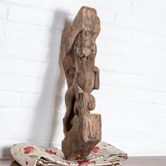 Early 20th Century Hand-Carved Indian Guardian Lion Architectural Sculpture