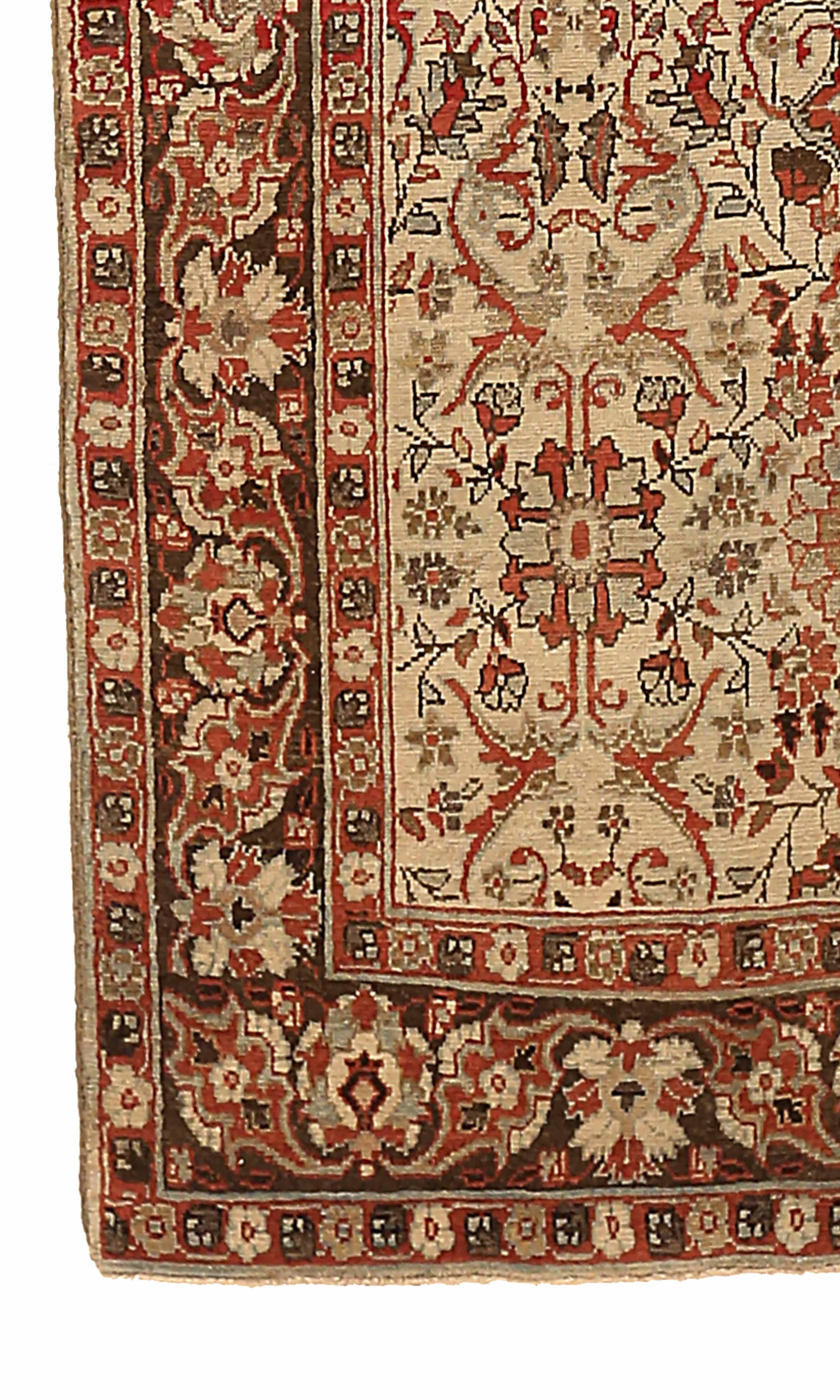 Hand-Woven Antique Indian Area Rug Agra Design For Sale
