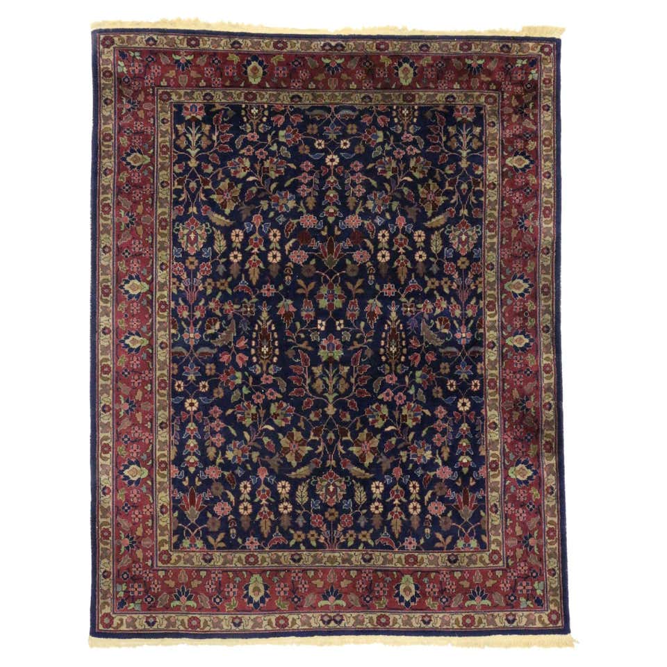 Vintage Embroidered Silk Rug with Victorian Gothic Style For Sale at ...
