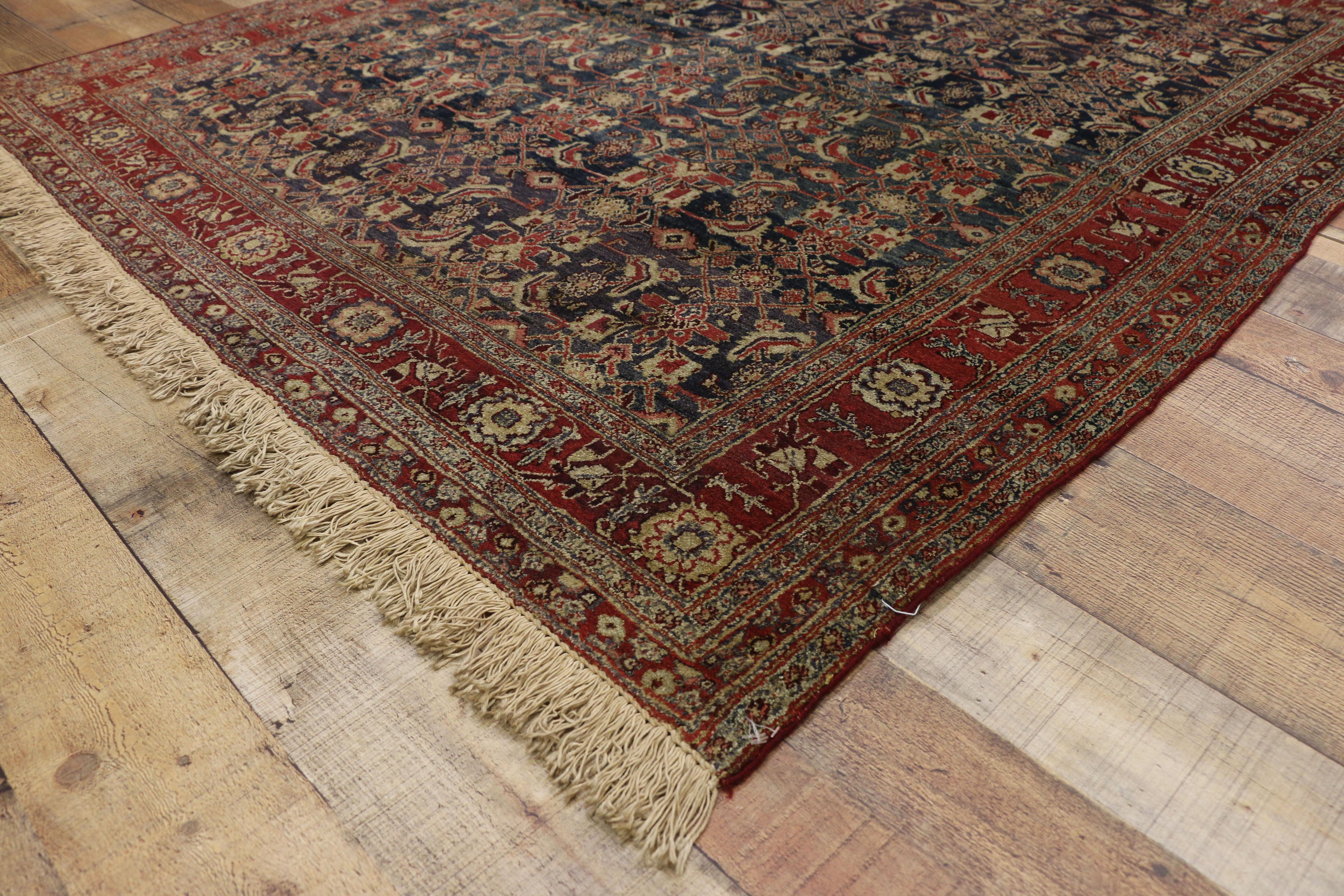 Hand-Knotted Antique Indian Area Rug with Traditional Victorian Style For Sale