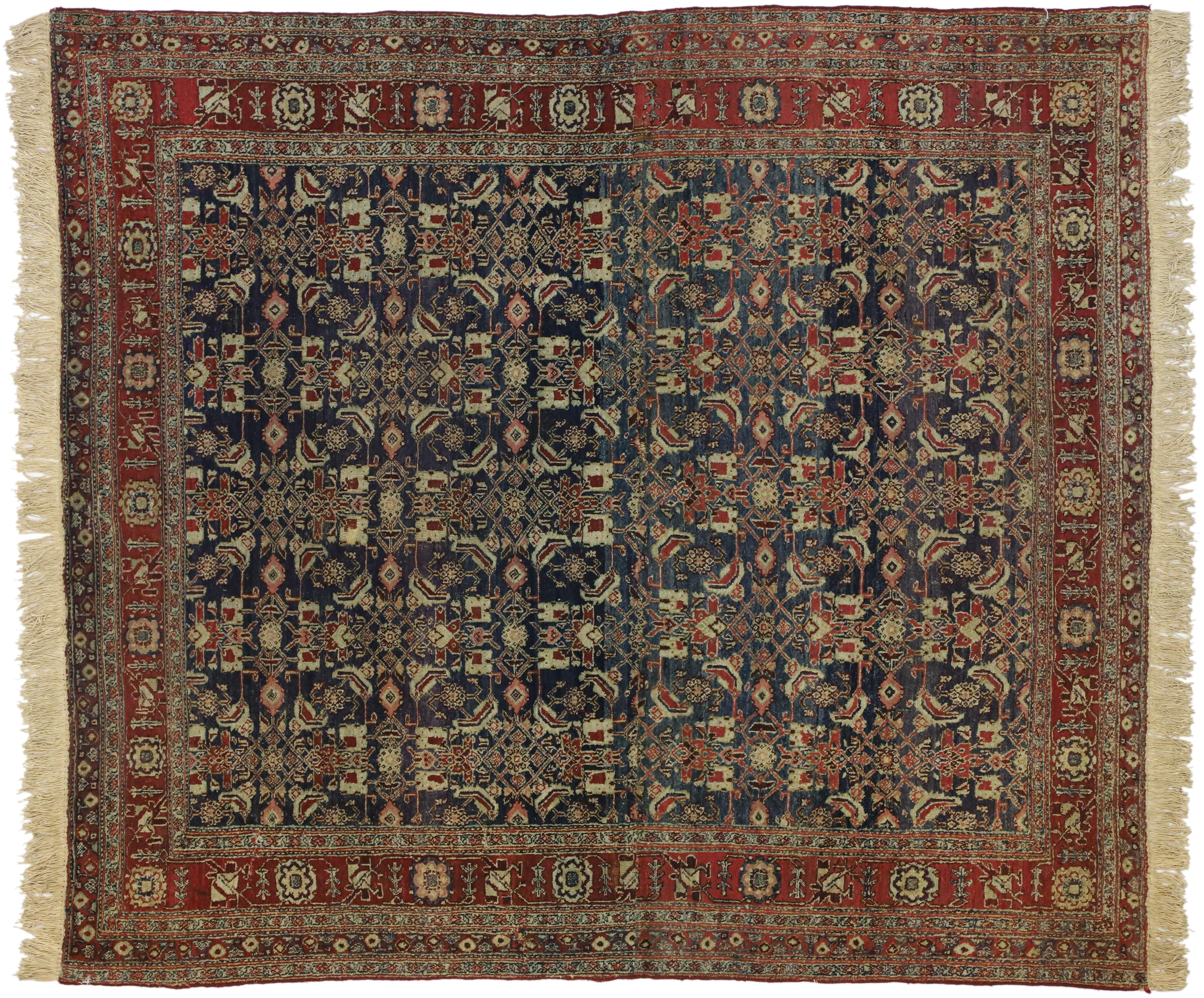Wool Antique Indian Area Rug with Traditional Victorian Style For Sale
