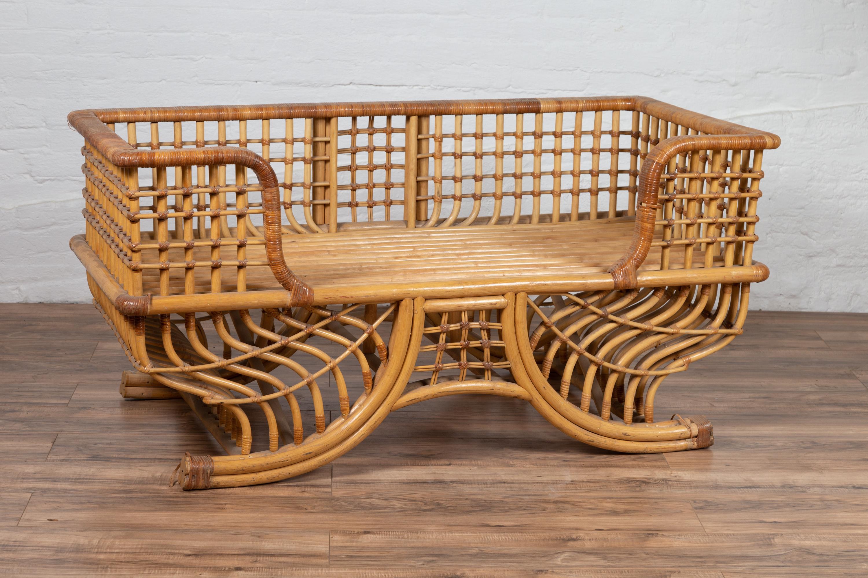 Rattan Indian Bamboo Howdah Settee Original Used for Sitting on an Elephant