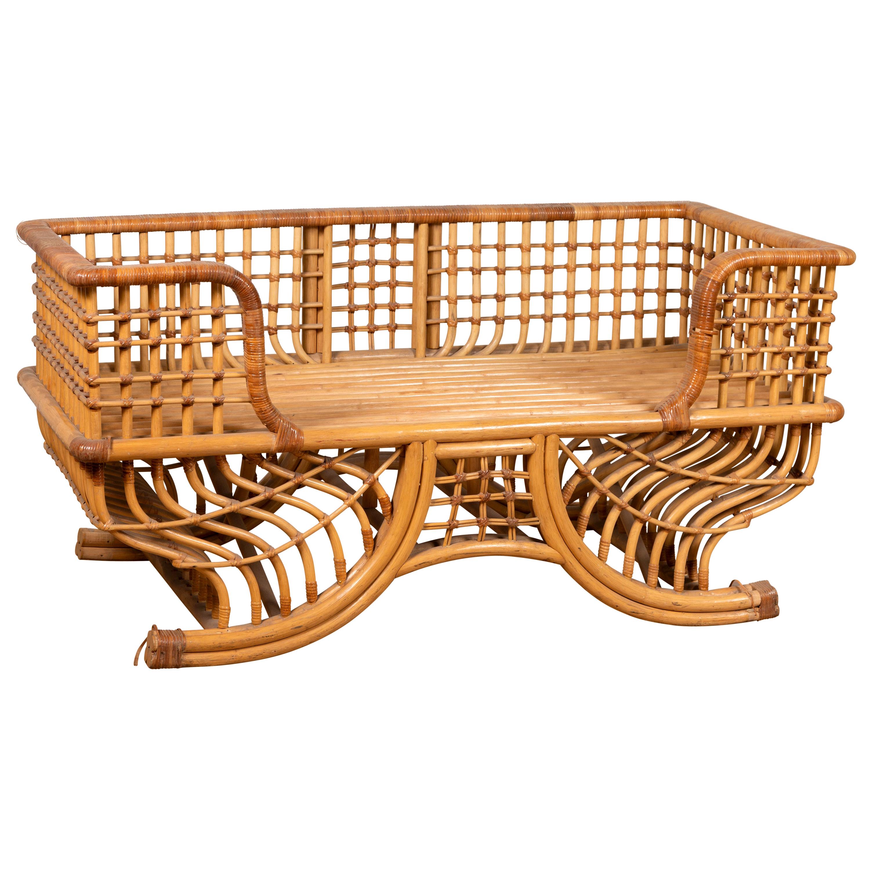 Indian Bamboo Howdah Settee Original Used for Sitting on an Elephant