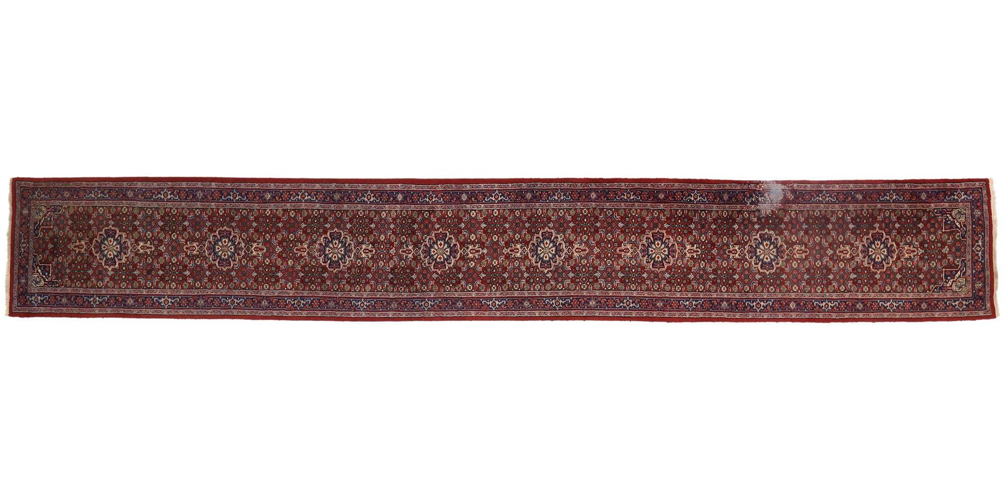 Antique Indian Bijar Rug, 03'01 x 21'00 For Sale 3