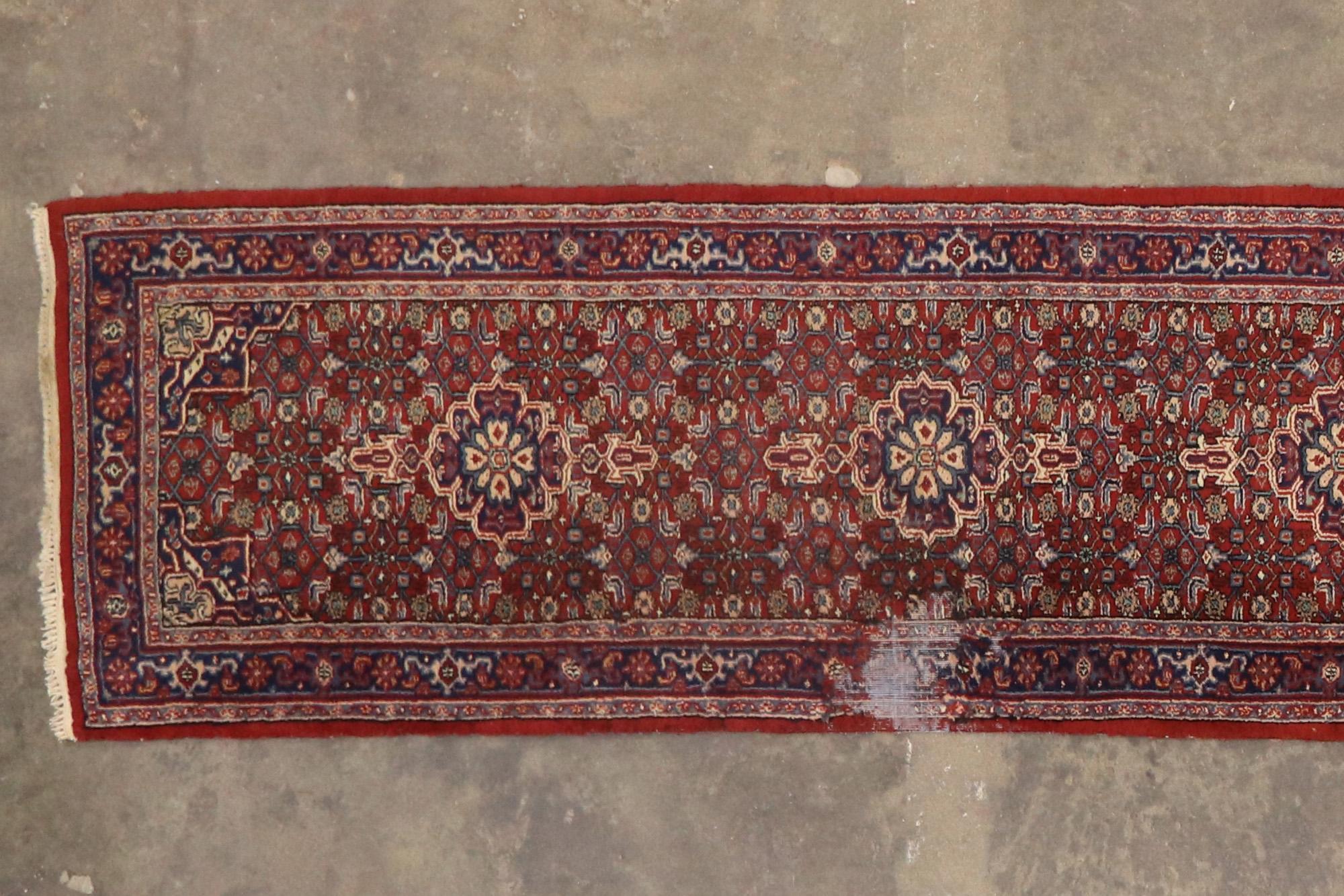 Antique Indian Bijar Rug, 03'01 x 21'00 For Sale 4