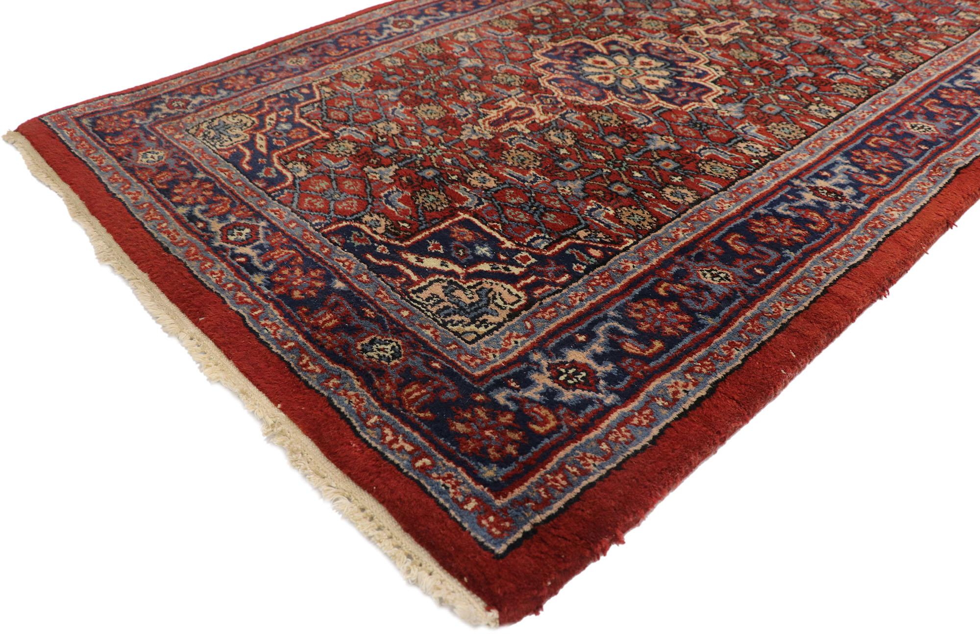 74967 Extra-Long Antique Indian Bijar Rug, 03'01 x 21'00. This stunning hand-knotted wool antique Indian Bijar rug is an extraordinary example of intricate craftsmanship and timeless beauty. Measuring an impressive 3 feet by 21 feet, this extra-long