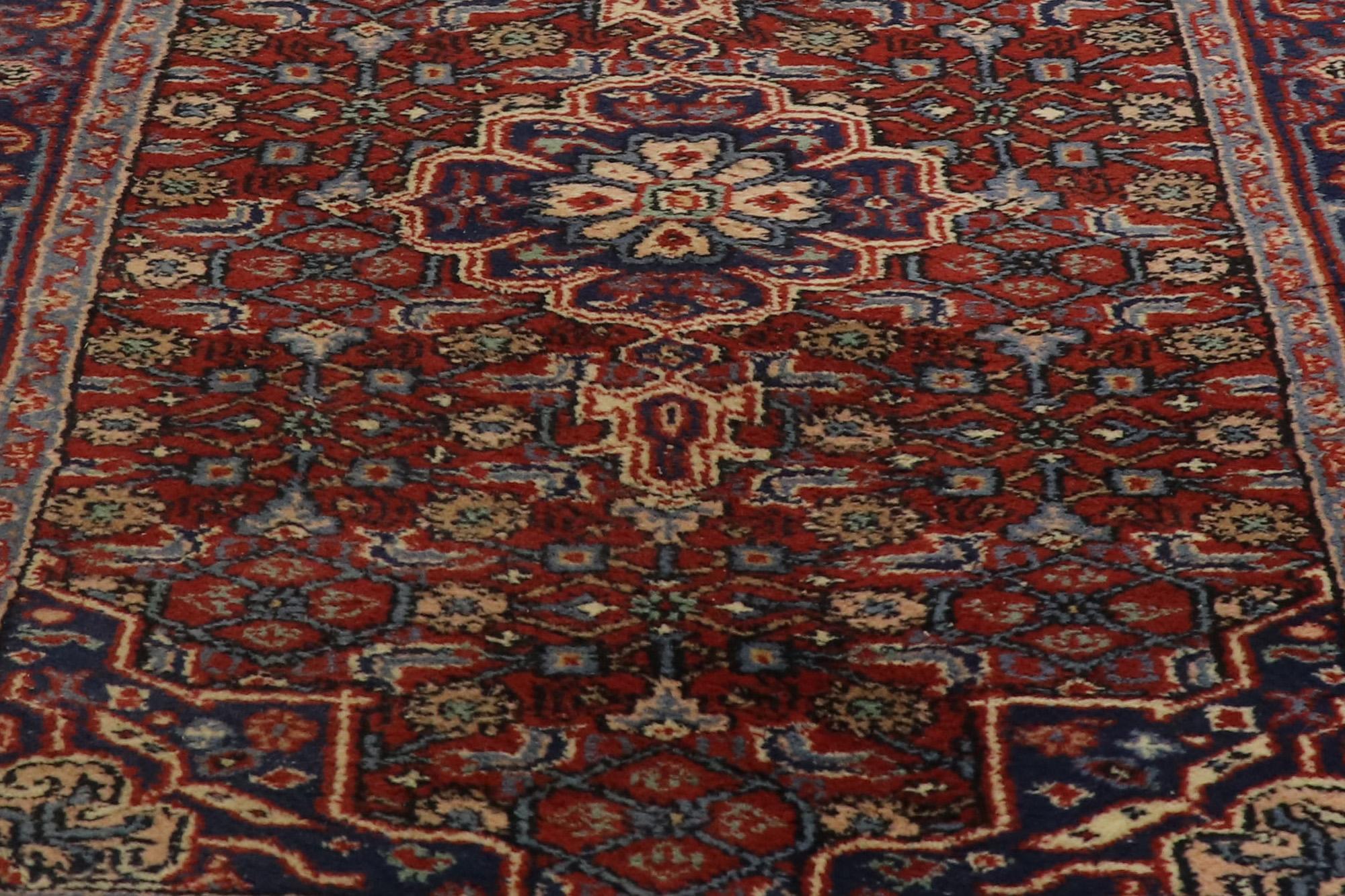 Antique Indian Bijar Rug, 03'01 x 21'00 In Distressed Condition For Sale In Dallas, TX