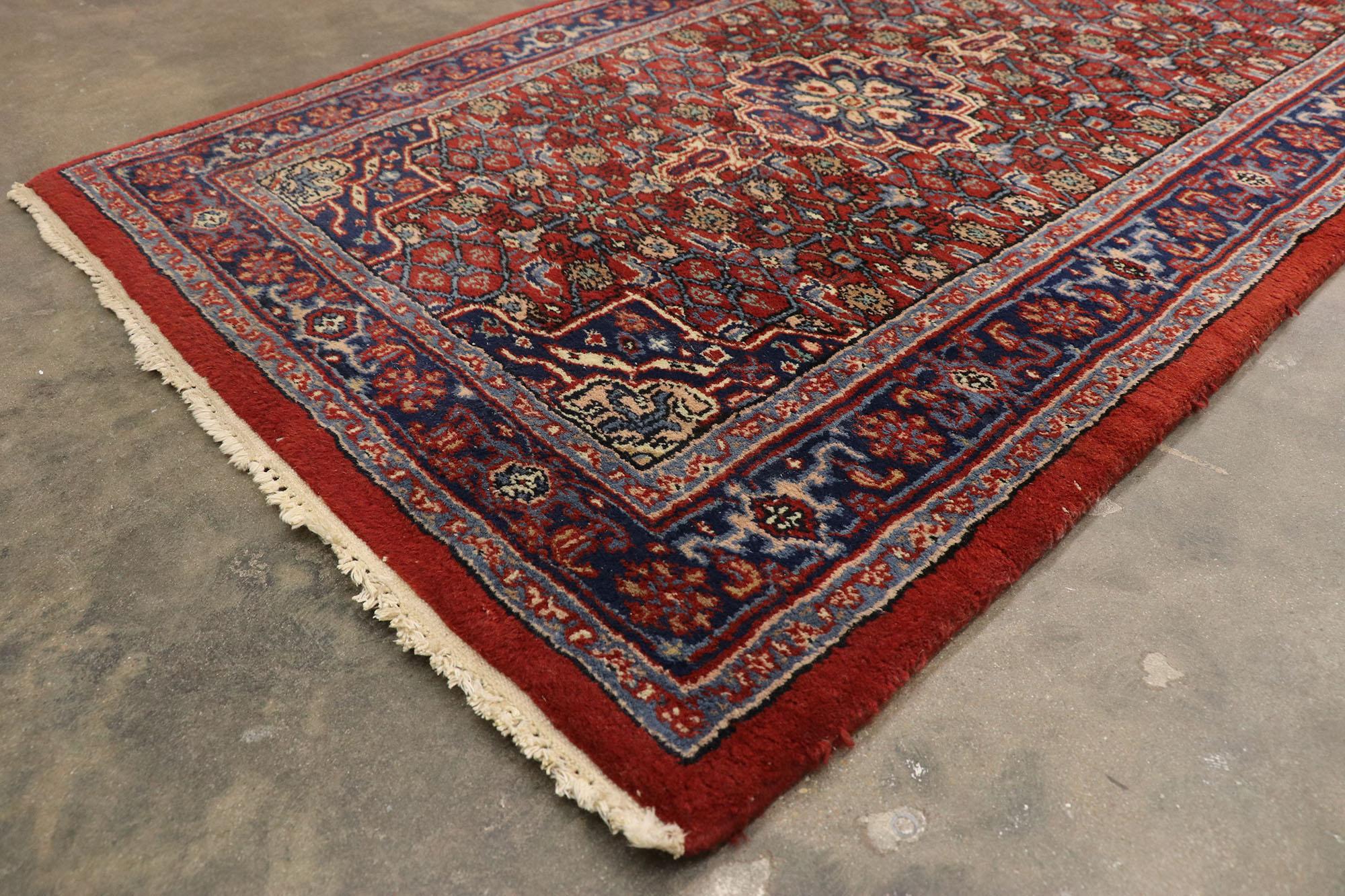 Wool Antique Indian Bijar Rug, 03'01 x 21'00 For Sale