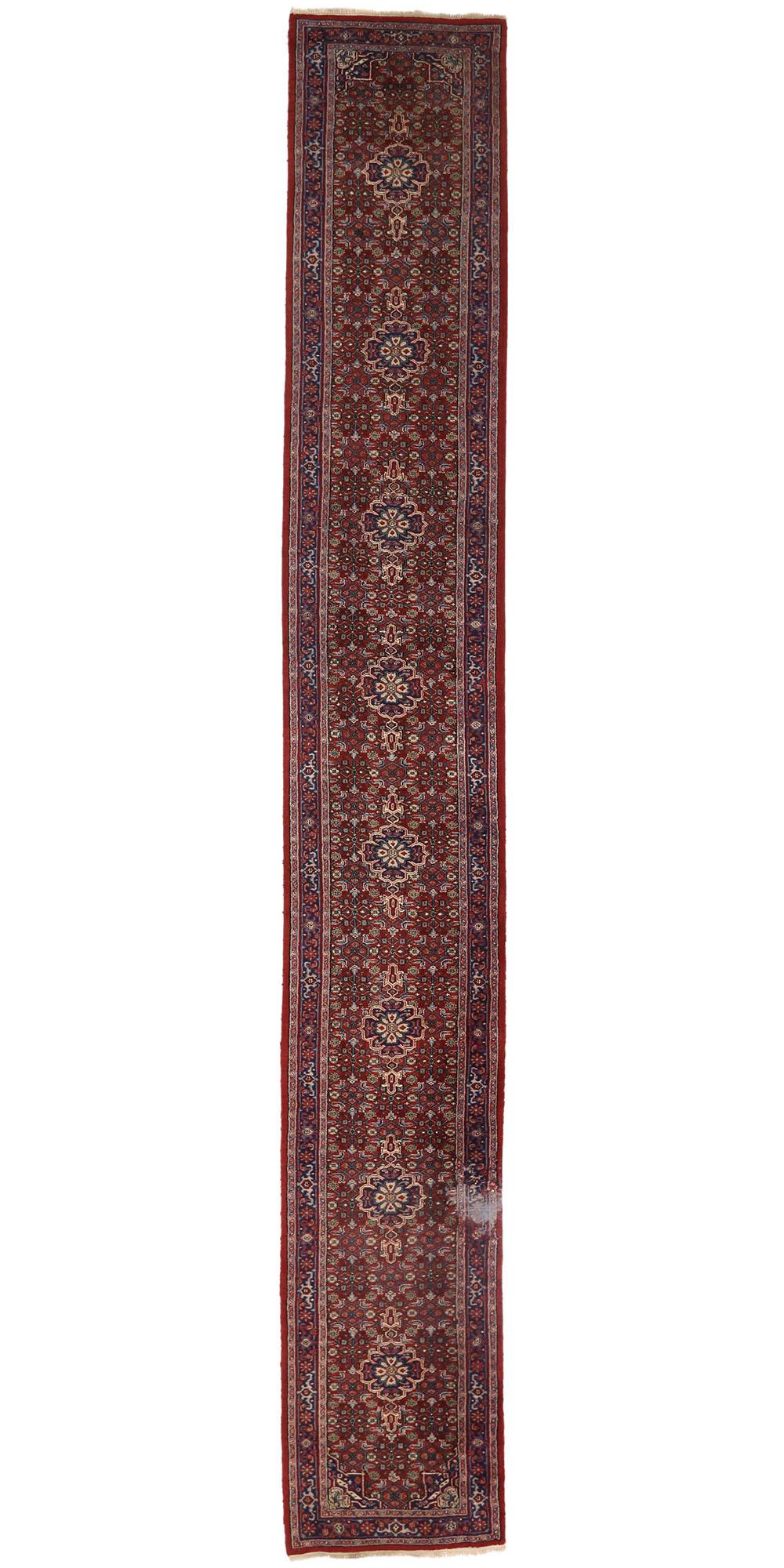 Antique Indian Bijar Rug, 03'01 x 21'00 For Sale