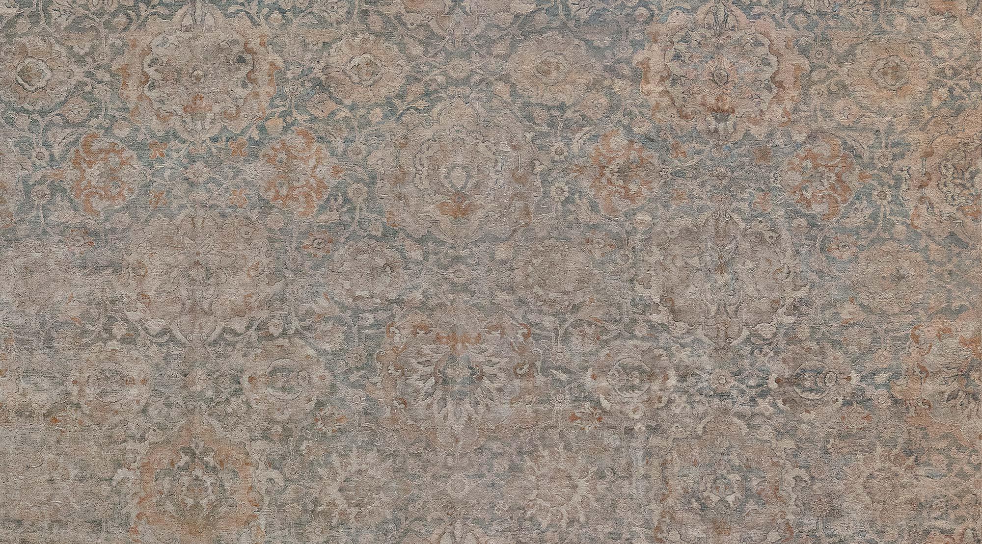 Antiker indischer Botanik-Teppich aus handgewebter Wolle (Handgeknüpft) im Angebot