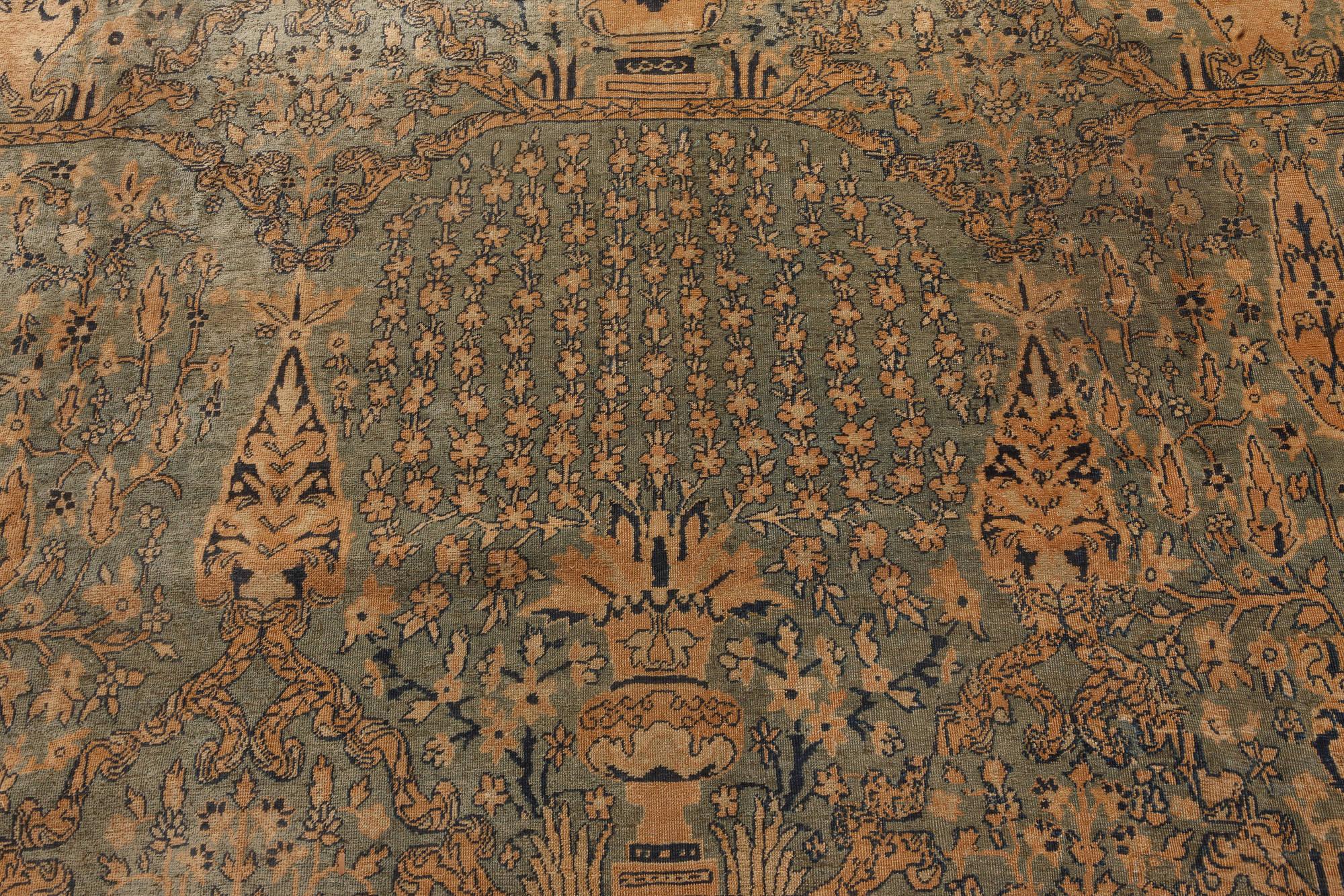 Antique Indian Botanic Handmade Wool Rug by Doris Leslie Blau In Good Condition In New York, NY